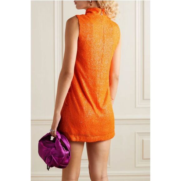 ROTATE BIRGER CHRISTENSEN Krew Lace-Up Sequined Mesh Mini Dress Size 4 - Picture 2 of 10